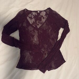 Free People Mesh Lace Sheer Top